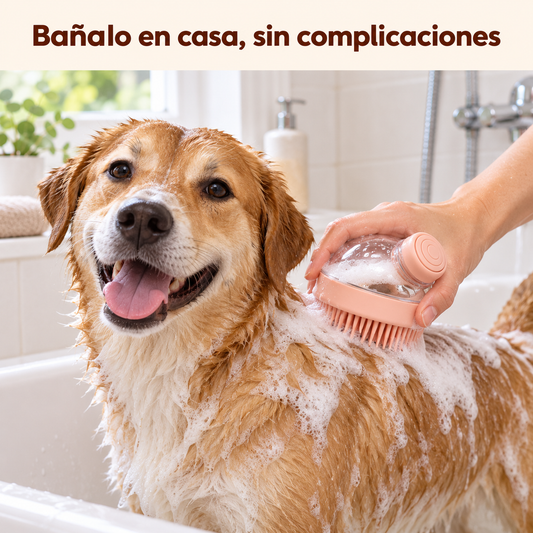 Cepillo de Baño con Dispensador de Shampoo para Perros y Gatos