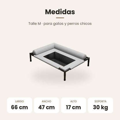 Cama Elevada para Perros y Gatos con Almohadón