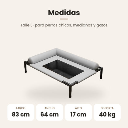 Cama Elevada para Perros y Gatos con Almohadón