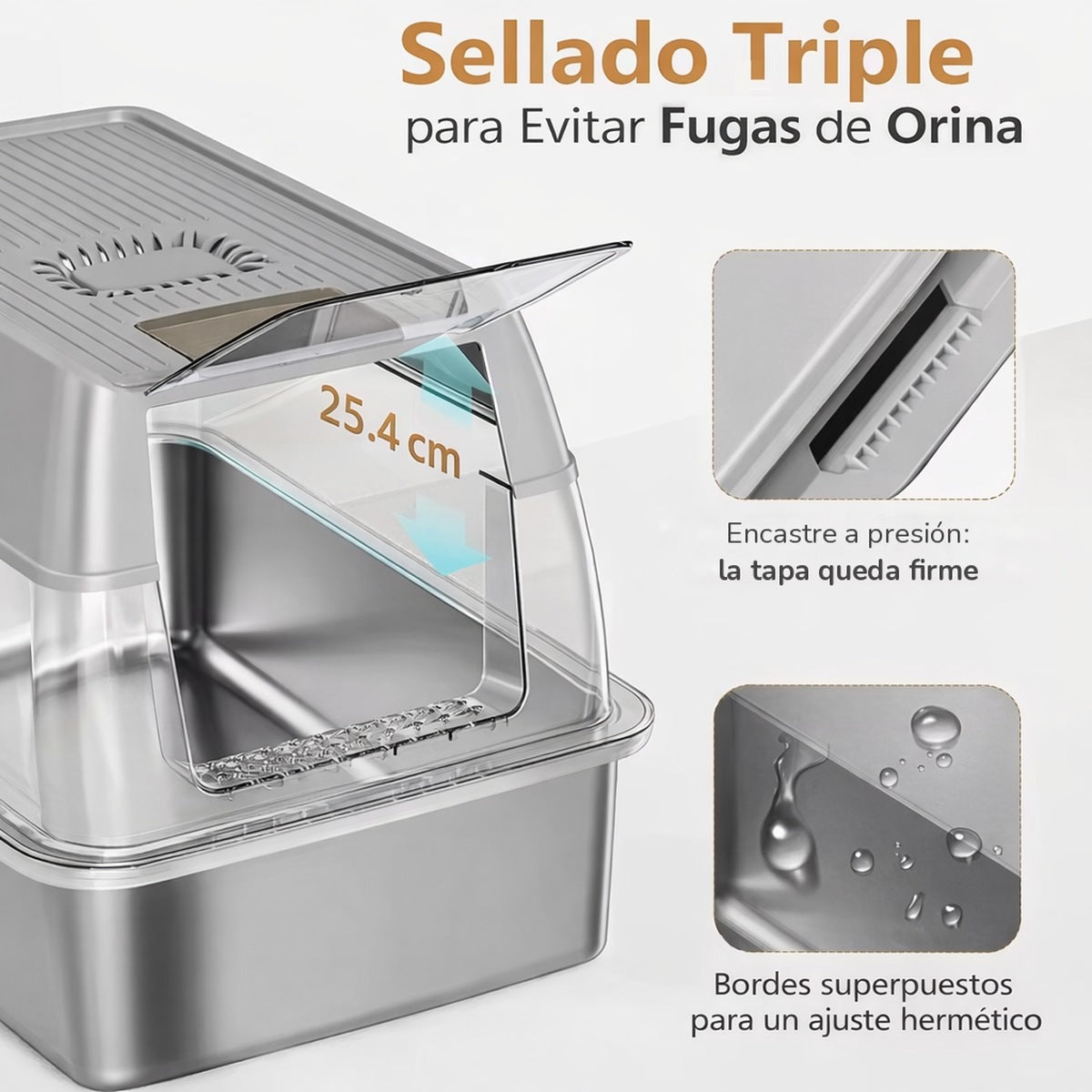 Arenero XL Cerrado con Bandeja de Acero Inoxidable
