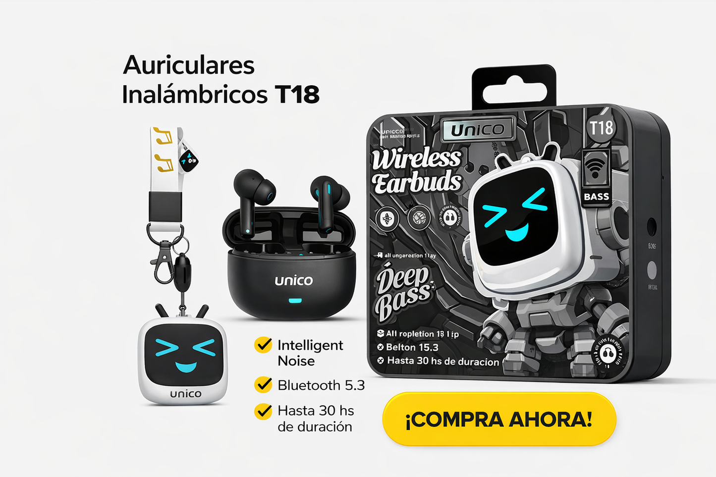 Auriculares In Ear Tws Unicostar T18 Con Caja Metal