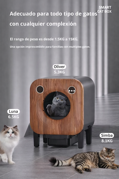 Arenero Sanitario Autolimpiante Premium Diseño Madera