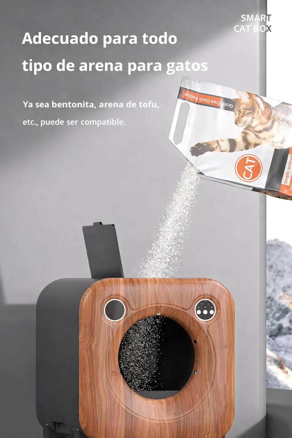 Arenero Sanitario Autolimpiante Premium Diseño Madera