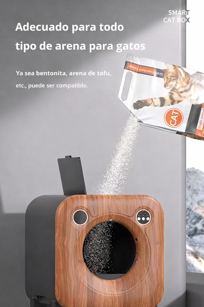 Arenero Sanitario Autolimpiante Premium Diseño Madera