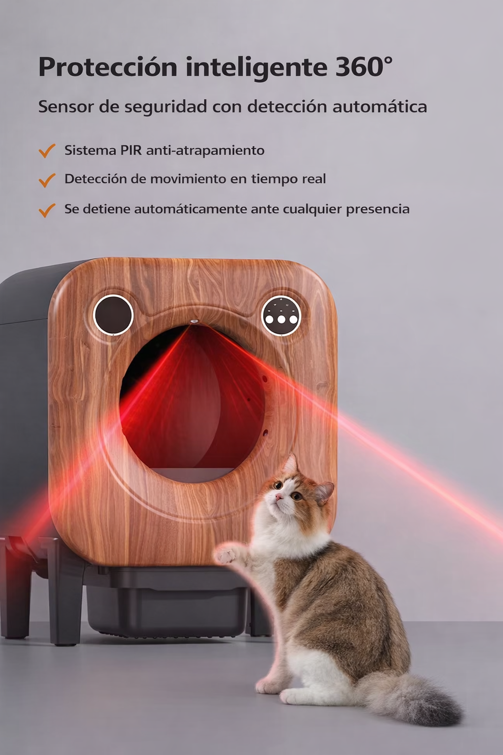 Arenero Sanitario Autolimpiante Premium Diseño Madera