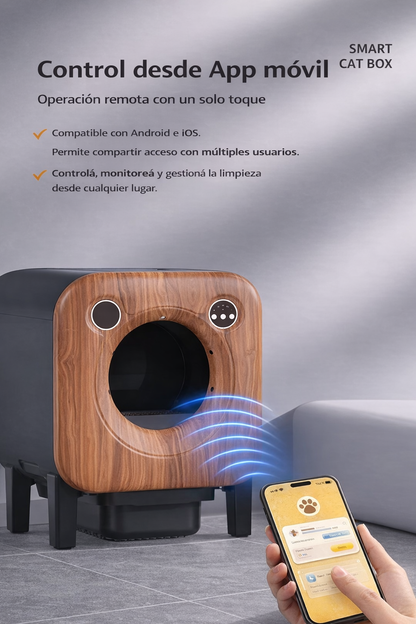 Arenero Sanitario Autolimpiante Premium Diseño Madera