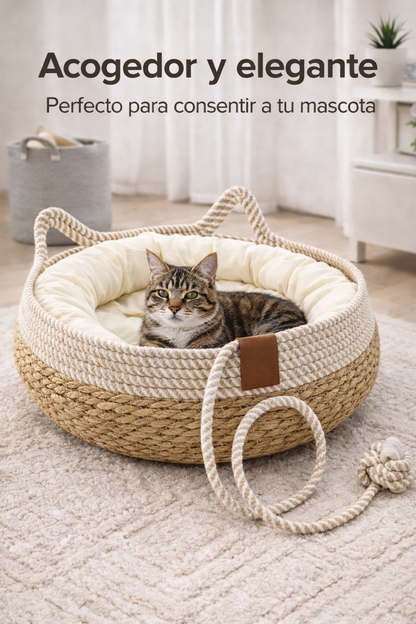 Cama Canasta Para Gatos Diseño Natural Y Acolchado