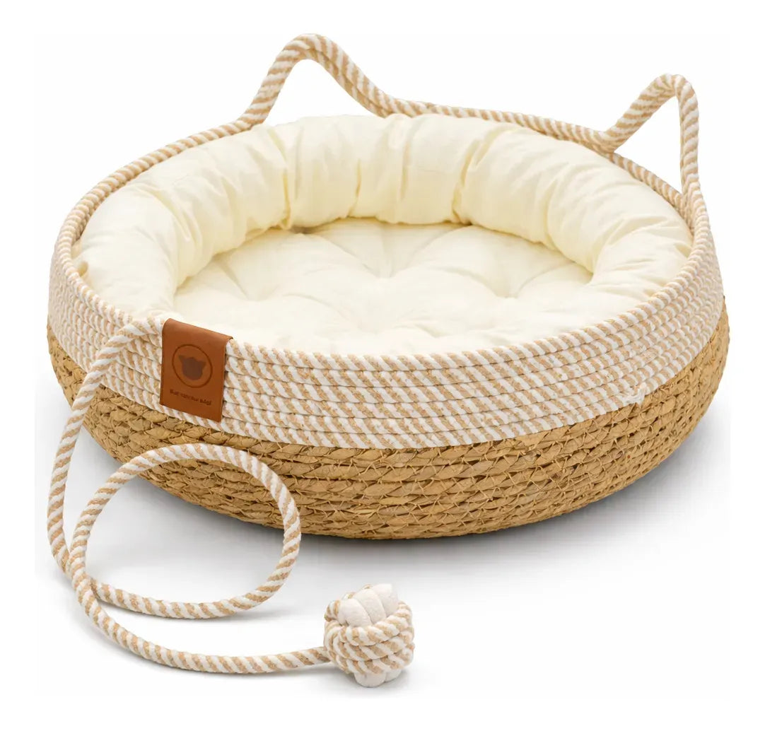 Cama Canasta Para Gatos Diseño Natural Y Acolchado
