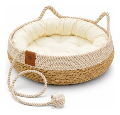 Cama Canasta Para Gatos Diseño Natural Y Acolchado
