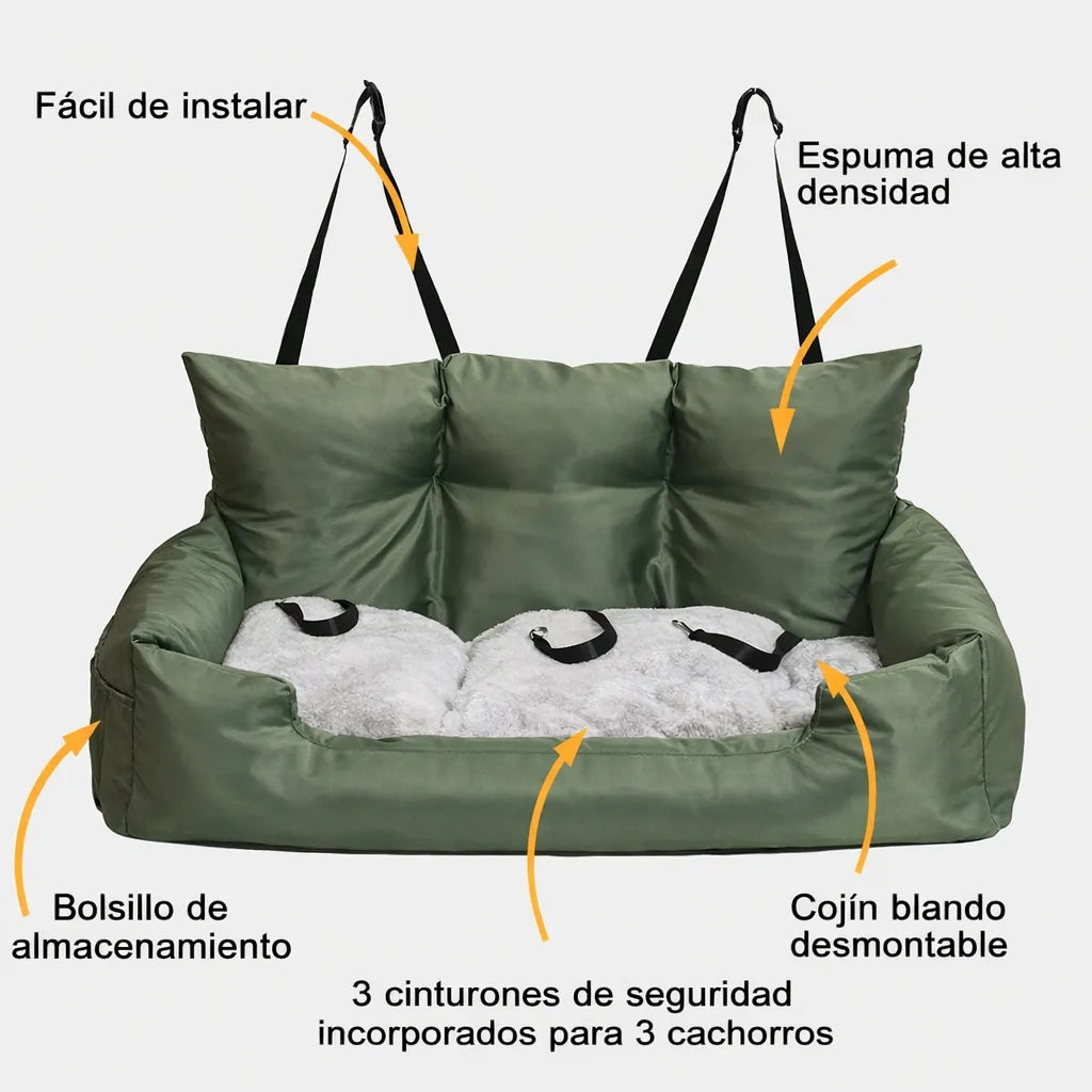 Butaca Para Perro Auto Acolchada Con Correas De Seguridad