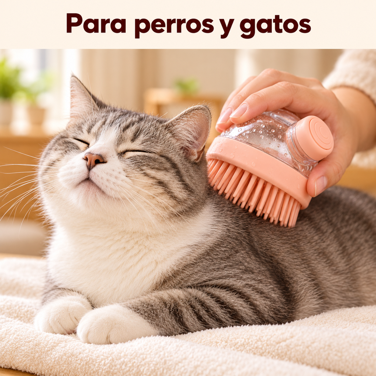 Cepillo de Baño con Dispensador de Shampoo para Perros y Gatos