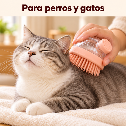 Cepillo de Baño con Dispensador de Shampoo para Perros y Gatos