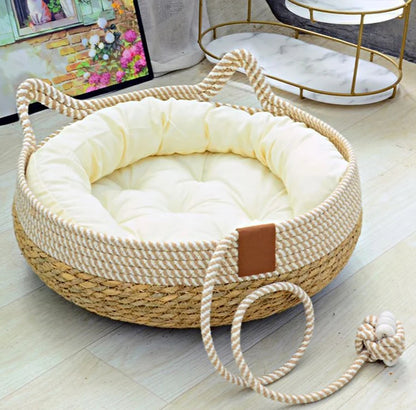 Cama Canasta Para Gatos Diseño Natural Y Acolchado