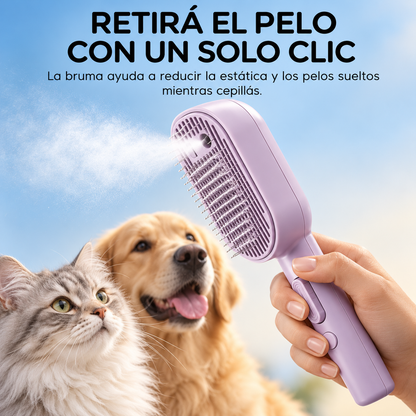 Cepillo con Bruma 3 en 1 para Perros y Gatos – Mango Largo