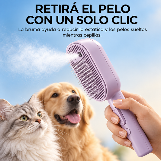 Cepillo con Bruma 3 en 1 para Perros y Gatos – Mango Largo