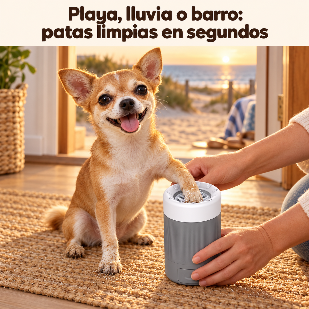 Lavapatas Giratorio para Perros Chicos – Sin Pilas ni Carga