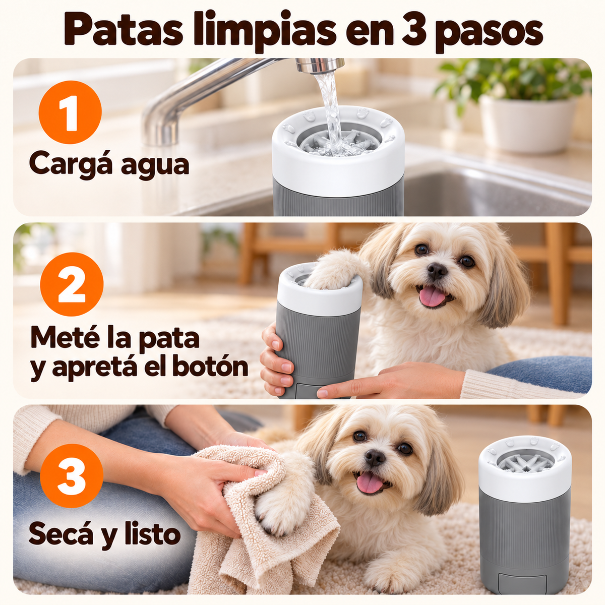 Lavapatas Giratorio para Perros Chicos – Sin Pilas ni Carga