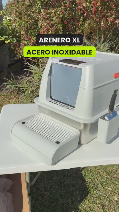 Arenero XL Cerrado con Bandeja de Acero Inoxidable